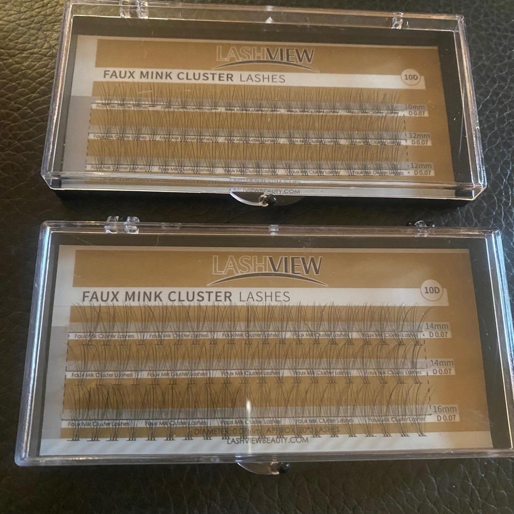 Lashview Cluster Lashes Women OS Black New Faux Mink 10D D-Curl 10-16mm 2 Pack
